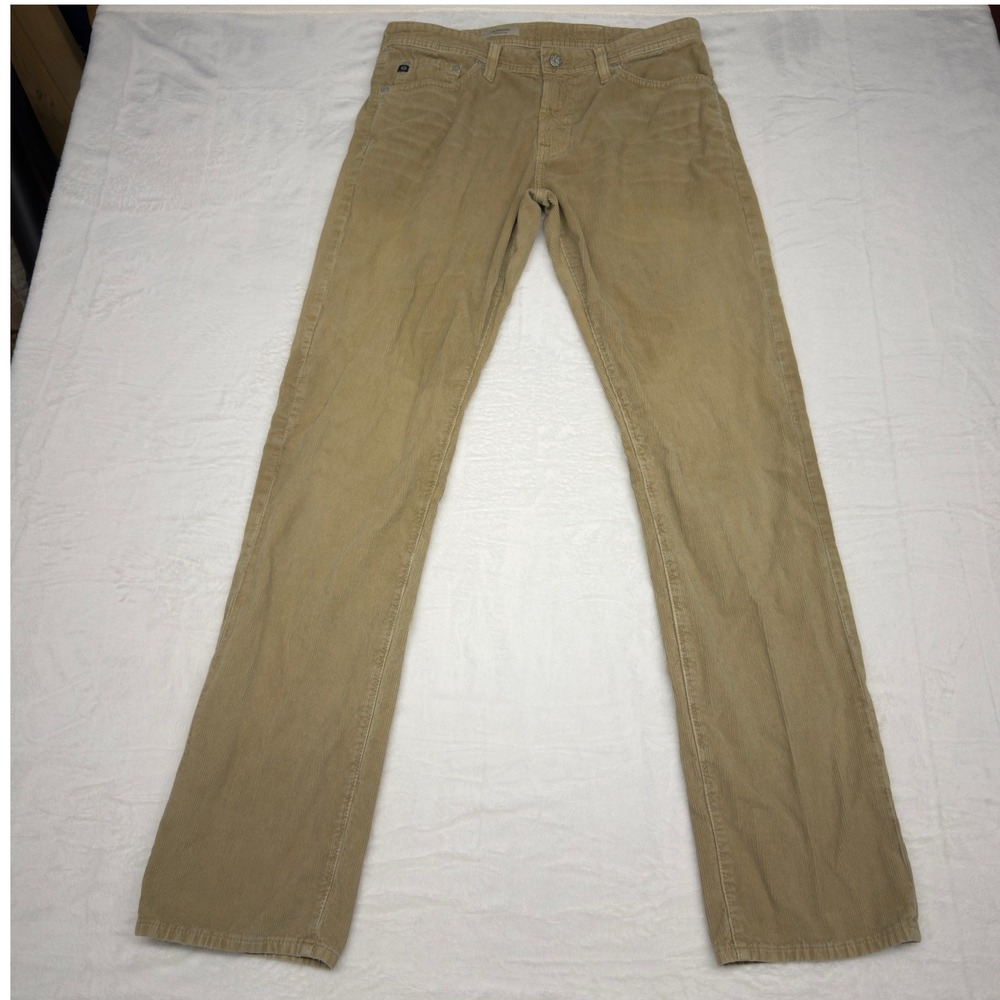 AG Adriano Goldschmied Graduate Corduroy Pants Mens 32x34 Tan Khaki Tailored Leg